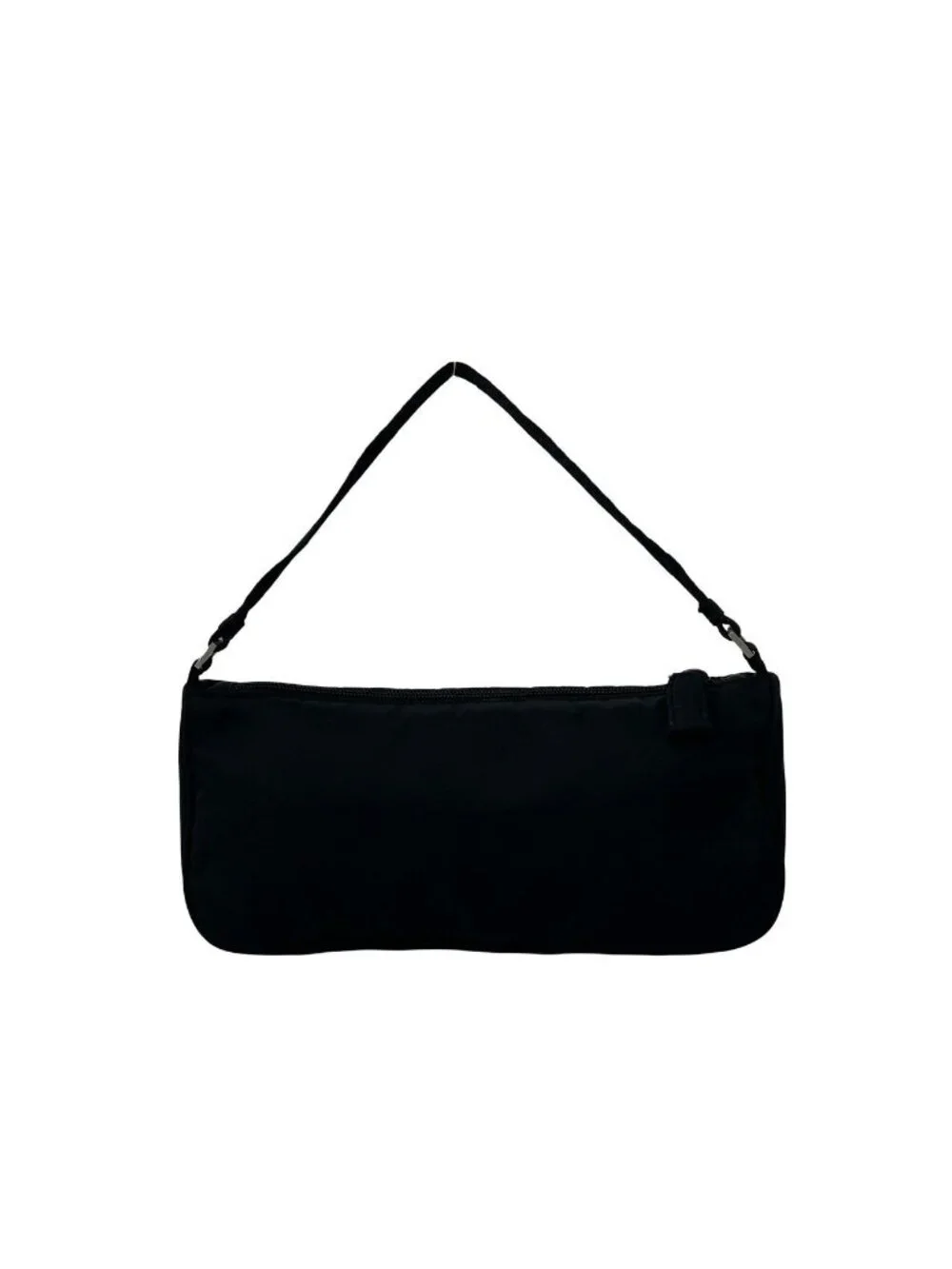 Prada Triangle Logo Plate Tessuto Nylon Mini Handbag Pouch Black